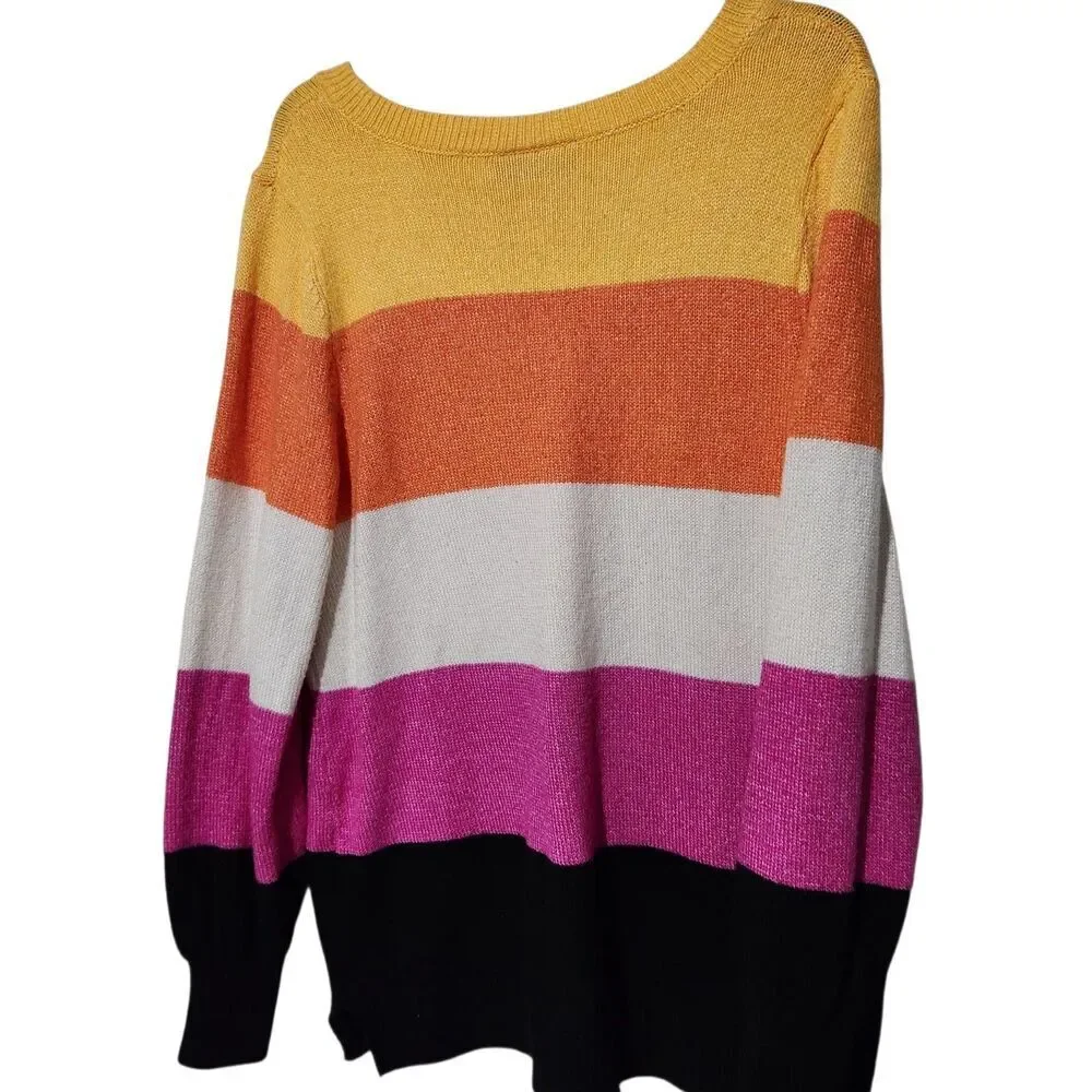 Lane Bryant Sweater Size 14/16 Striped Tunic Sweater Colorful - Picture 9 of 15